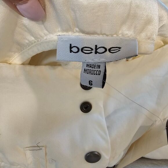 NWT Bebe Off White Cargo Wide Leg Cropped Highrise Pants Size 6 - Picture 7 of 10